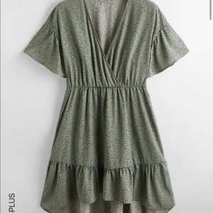 Allover Print High Low Ruffle Hem Dress